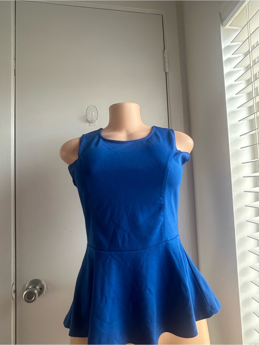 Ambiance Royal Blue Sleeveless Peplum Mini Dress